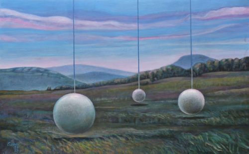 Czobor Sándor - Holdbéli táj (39x62cm) olaj/kasírozott vászon