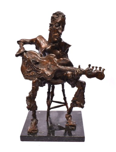 Gáspár Géza - Eric Clapton (40 x 20 x 27 cm) bronz