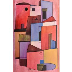 Pálfy Julianna -  Házról házra (60 x 40 cm) olaj/farost