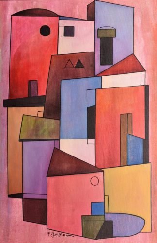 Pálfy Julianna -  Házról házra (60 x 40 cm) olaj/farost