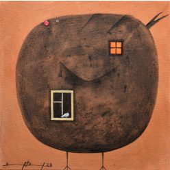 Ludvig Dániel - Madárház II. (30 x 30 cm) olaj/vászon