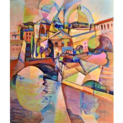   Fekete József - Víztükör a Teverén (60x50cm) olaj/farost