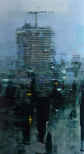 Nagy Tibor – Vertikális alkonyat (100x55 cm) olaj/vászon