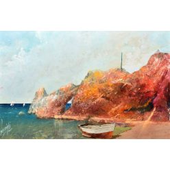 Neogrády Antal - Kéklő horizont (39 x 60 cm) olaj/fa