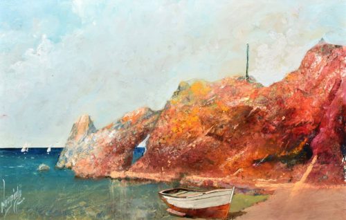 Neogrády Antal - Kéklő horizont (39 x 60 cm) olaj/fa
