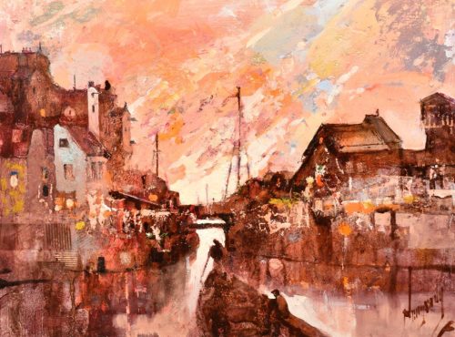 Neogrády Antal - Alkonyat (30 x 40 cm) olaj/fa