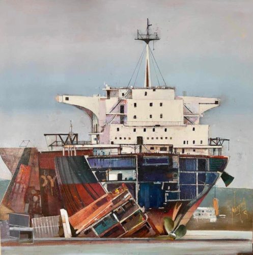 Neogrády Antal - Az utolsó kikötő (70 x 70 cm) olaj/vászon