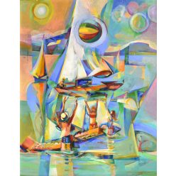 Fekete József - Hurrá, nyaralunk (98x77cm) olaj/farost