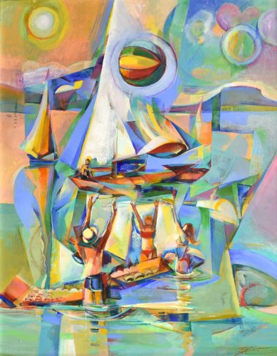 Fekete József - Hurrá, nyaralunk (98x77cm) olaj/farost
