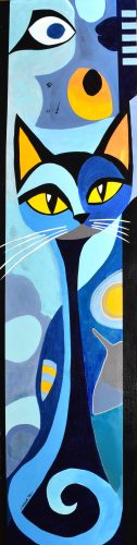 Shane 54 (Császár Előd) -  Midnight Cat (120 x 30 cm) olaj/fa
