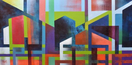 Bak Judit - A tér hellyé válik (40x80cm) olaj/fa