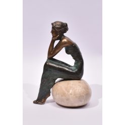 Czobor Sándor - Álmodozó (16 x 10 x 9 cm) bronz
