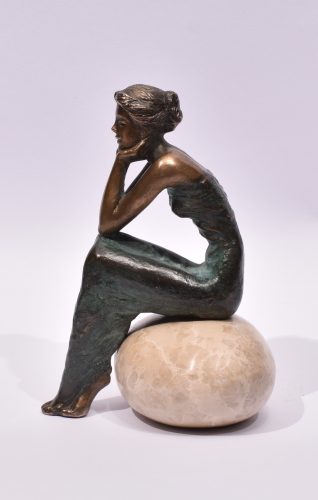 Czobor Sándor - Álmodozó (16 x 10 x 9 cm) bronz