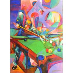   Fekete József - Game on a green table (70x50cm) oil/fiberboard