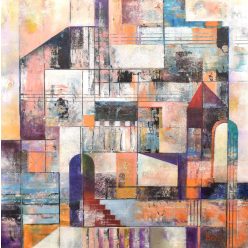   Bak Judit - A fragile moment of a house (No I.) (50x50cm) oil/wood