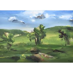 Kokas Ignác – Út befelé (32x47 cm) olaj/karton