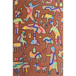   Pálfy Putyu István - Falunap I. (30 x 20 cm) olaj/kasírozott vászon