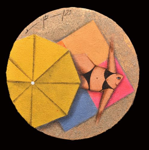Ludvig Dániel - On the beach II. (30x30cm) olaj/vászon