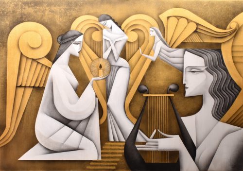Boros Attila - Égi líra (70x100cm) olaj/vászon