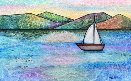 Pálfy Julianna -  Szélben (25 x 40 cm) olaj/farost 
