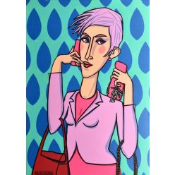   Pálfy Putyu István - Lady in Pink (70 x 50 cm) olaj/vászon