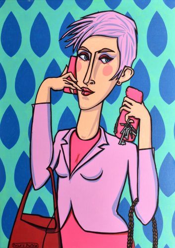 Pálfy Putyu István - Lady in Pink (70 x 50 cm) olaj/vászon