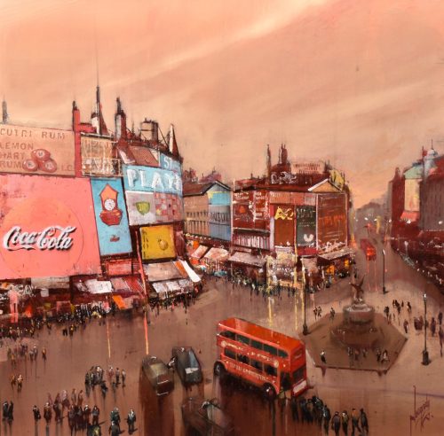 Neogrády Antal - Piccadilly Circus (70 x 70 cm) olaj/vászon