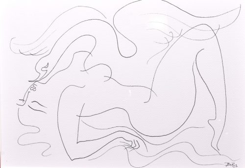 Boros Attila - Léda és a hattyú (21 x 30 cm) grafika/papír