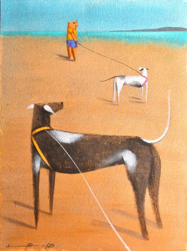 Ludvig Dániel - Az agarakkal (80x60cm) olaj/vászon