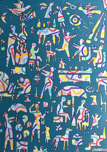Pálfy Putyu István - Retro buli (70 x 50 cm) olaj/vászon