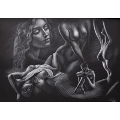 Boros Attila - A balerina álma (30 x 42 cm) grafika/papír