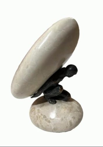 Czobor Sándor - Sziszüphosz (18 x 13 x 14 cm) bronz