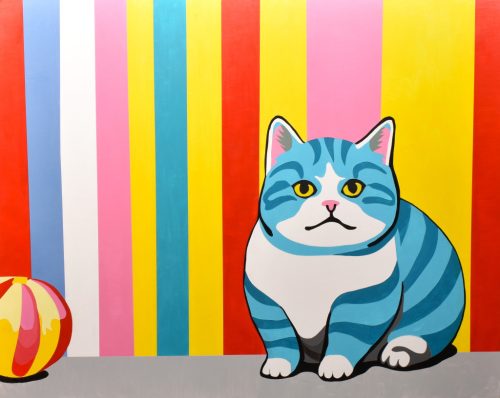 Shane 54 (Császár Előd) - Dagi cica labdával (80 x 100 cm) olaj/farost