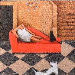   Ludvig Dániel - Délután a kastélyban  (30x30cm) olaj/vászon