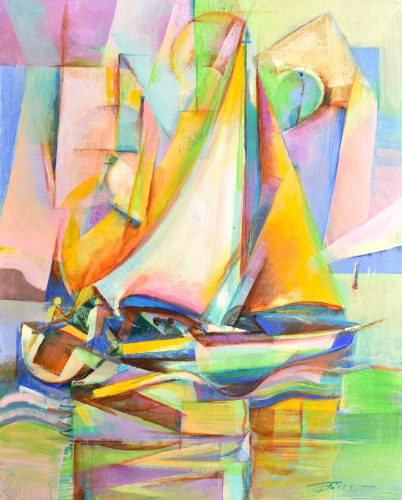 Fekete József - Balatoni vitorlás (50x40cm)  olaj/farost