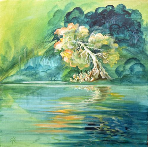 Cakó Ferenc - Az öreg tölgyfánál (50 x 50 cm) olaj/vászon