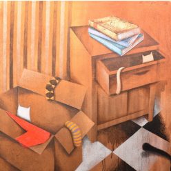 Ludvig Dániel - Aki bújt, aki nem (100x100cm) olaj/vászon
