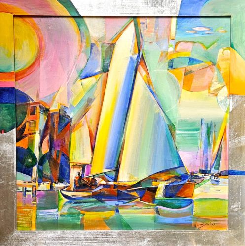 Fekete József - Reggeli indulás - Siófok (90x89cm) olaj/farost