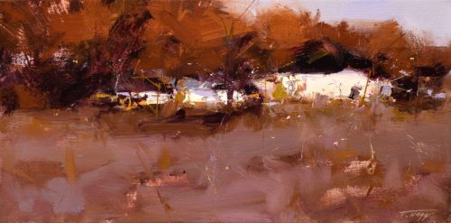 Nagy Tibor - Az ősz rozsdás fénye (20x40cm) olaj/vászon