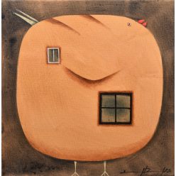 Ludvig Dániel - Madárház I. (30 x 30 cm) olaj/vászon