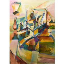   fekete József - Bridge of lions (70x50cm) oil/acrylic/canvas