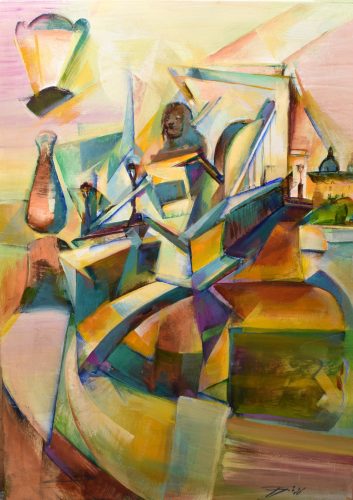 fekete József - Bridge of lions (70x50cm) oil/acrylic/canvas