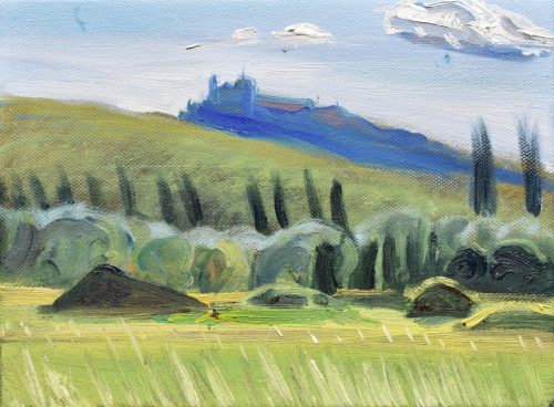 László Dániel - Szigligeti vár (18 x 24 cm) olaj/vászon