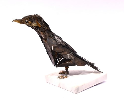 Goldberg Manufactory - Kétárcú időmadár (15 x 17 x 14 cm) vegyes technika