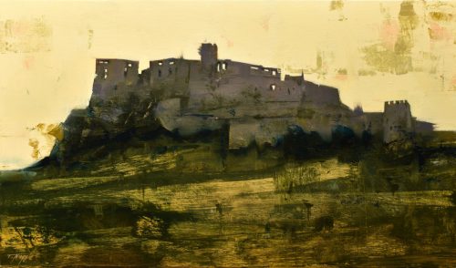 Nagy Tibor - Sárga örökkévalóság - Szepesi vár (35x60cm) olaj/vászon