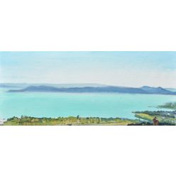 László Dániel - Tihany (25 x 58 cm) olaj/vászon