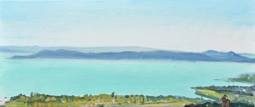 László Dániel - Tihany (25 x 58 cm) olaj/vászon