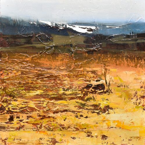 Nagy Tibor - Aranyló csend (30 x 30 cm) olaj/fa