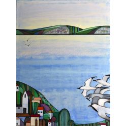   Pálfy Julianna - Lebegő balatoni sirályok (80 x 60 cm) olaj/vászon 