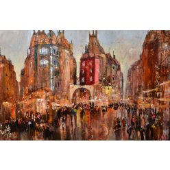 Neogrády Antal - Bustling city (40x60cm) oil/mdf